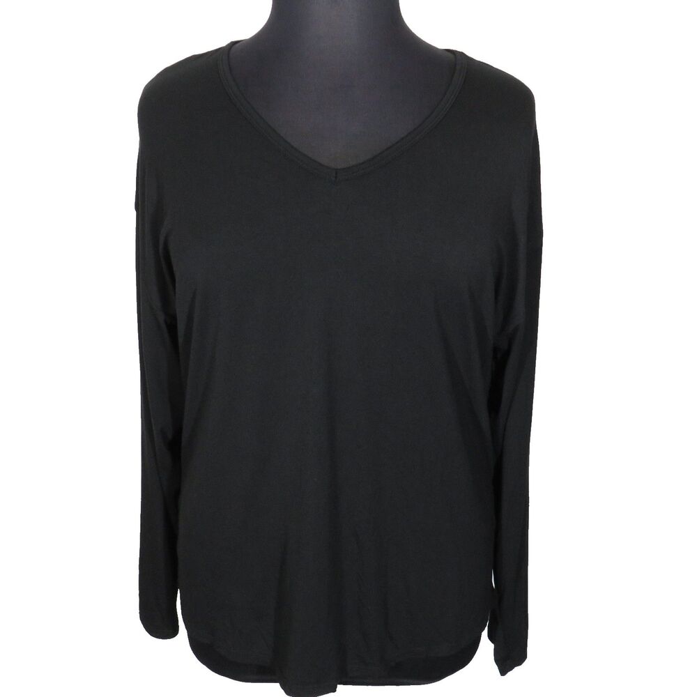 Halara Black Soft Stretchy Lightweight Long Sleeve V Neck Tee Size XL